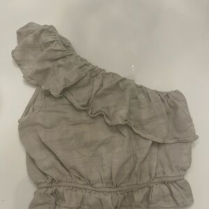 One-Shoulder Ruffle Top - Gray